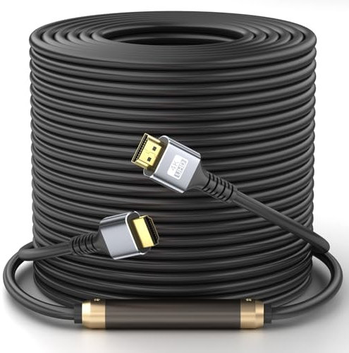 looyotul 4k Cable HDMI 30m de Ultra Alta Velocidad HDMI 2.0 Cable 4K@60Hz Conector Dorado 18gbps, Cable HDMI 3D Arc ethernet,Para Computadoras,Proyector,Monitoreo,HDTV,Xbox,PS4/PS5 (Plateado)