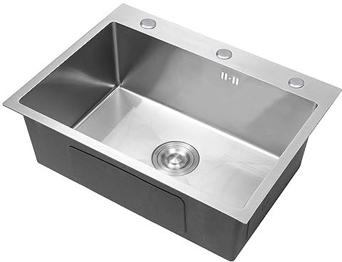 Fregadero de Acero Inoxidable, Fregadero de un Solo Cuenco, escurridor de Mano de Acero Inoxidable Empotrado, Fregadero de Cocina para el hogar, Lavabo para Verduras, Plateado, 45x40cm
