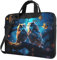 Tragbare Laptoptasche mit zwei bunten Eulen, ein Muss für multifunktionale Geschäftsreisen, aus Oxford-Stoff, stilvolles, stoßfestes Design, Größe ist 33 cm (13 Zoll), Schwarz, 13 inch