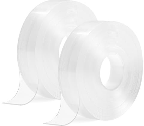 CNMTCCO 10m Doppelseitiges Klebeband Extra Stark Transparent, 2Rollen Double Sided Tape, Abnehmbar Spurlos Klebeband Doppelseitig Dünn für Teppich, Foto Wand, Küche, Zuhause, Auto oder Outdoor (2pack)