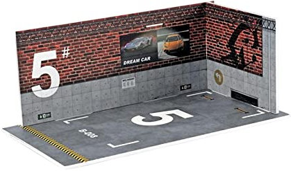 Courtieyeardceastea 1:24 Auto Garage Diorama Modello Decorazione per Micro Paesaggio Diorama Scenario Rosso 1:24 parcheggio mattone rosso