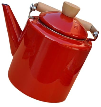 COLLBATH Pentola Smaltata Bollitore Con Fischio Smaltato Pentola D'acqua Smaltata Fornello Da Campeggio Teiera a Foglie Sciolte Secchio Del Secchio Del Latte Vaso D'acqua Smalto Rosso