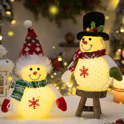Schneemann Weihnachtsdeko Innen,2 Stück Wichtel Weihnachten,Schneemann Deko mit Led Licht,Weihnachtsdeko Innen,Schneemann Weihnachtsdekorationen,Led Schneemann Figur,für Weihnachten Tischdeko