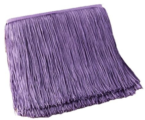 15 cm x 5 m di larghezza, nappa, frangia, nastro decorativo con frange, per cucito, per abito latino, lingerie, tende viola chiaro
