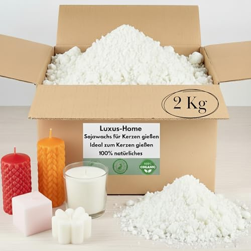 Sojawachs 2kg – Premium Kerzenwachs zum Gießen - DIY Kerzen Selber Machen - Natürlich, Vegan, Öko & Nachhaltig - Ideal für Duftkerzen, Kerzenherstellung, Pastillen, Soy Candle Wax