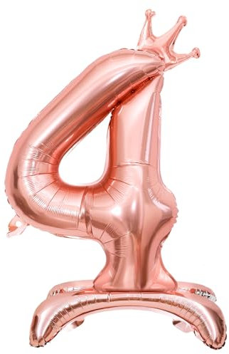 Luftballon 4. Geburtstag, Stehend Folienballon 4 Zahlen Luftballon Roségold 32/81cm Folienballon Geburtstag Deko Mädchen