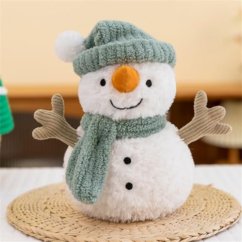 Ueiwffzo Weihnachten Kuscheltier Schneemann, 25cm Weihnachten Schneemann Plüschtier Plüschpuppe Stofftier Plüsch Spielzeug für Kinder Mädchen Jungen (A mit Schal und Hut)