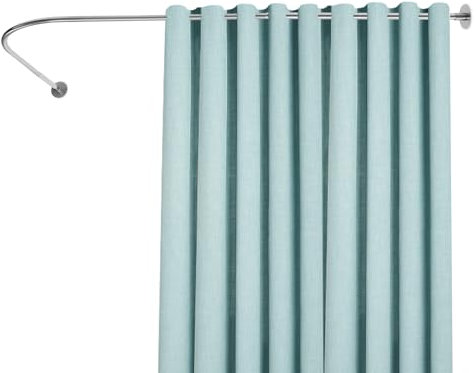 Tringle à rideau de douche 72-95 x 90-130 cm - Barre d'angle pour baignoire avec support mural - Barre de douche réglable en argent - Inoxydable et stable - Montage facile sans perçage