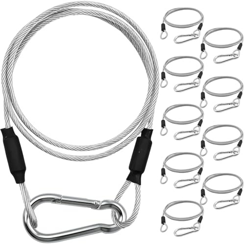 VIVBOO 10Pack Safety Cable Lock with Hooks 31inch Stainless Steel Security Wire Rope Lock for Stage Lights