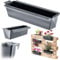 KADAX Set di 12 fioriere per pallet con sistema di sospensione, 37 x 9 cm, antracite, per piantare e decorare come fioriera da balcone, fioriera per pallet europei, inserto per vaso di fiori e vaso in