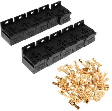 Orivin 10 set di base per relè per auto 30A-80A, zoccoli per connettori relè a 5 pin con terminali da 6,3 mm da 50 pezzi