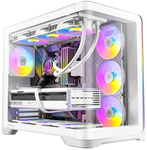 Antec C5 Curve ARGB, 4 ventilateurs ARGB PWM de 120 mm inclus, jusqu'à 10 ventilateurs simultanément, port de type C 3.2 Gen 2, panneaux avant et latéraux en verre trempé incurvé, support de radiateur