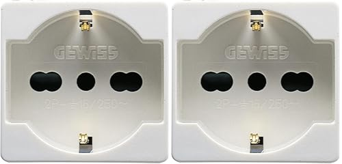 GEWISS GW20246DY PRESA 2P+T 16A B.ST.ITA./TED.SY/WT DIY (Confezione da 2)