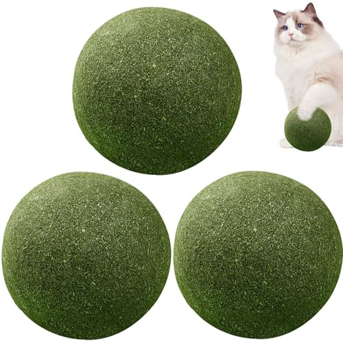 Kezude Natural Catnip Balls, 3pcs Catnip Toys Balls, 10cm Bite Toy Cat Ball Toy, Healthy Lickable Natural Catnips Ball Super Large Self-Relieving Cat Treats For Kitten Indoor Outdoor Cats