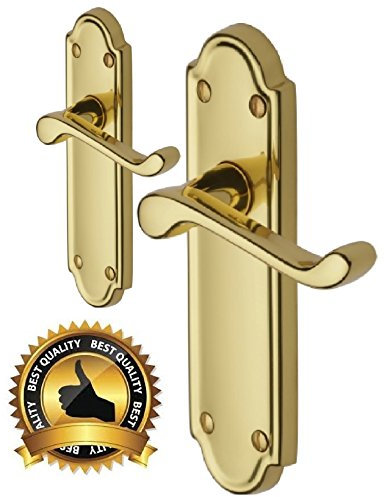 Haven Heritage Ashworth Style Modern Brass Lever Latch Door Handle - Brass Door Handles Internal, Interior Door Handles for Internal Sets with Door Latch, Brass Internal Door Handles - Set of 3