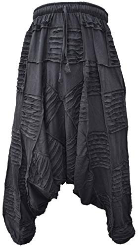Gheri Herren Light Cotton Drop Crotch Ninja Aladdin Genie Schwarz Patchwork Haremshose Schwarz Razorcut LXL
