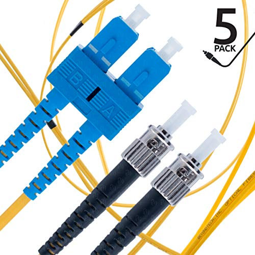 BEYONDTECH Cavo Fibra Ottica SC a ST OS1 Monomodale Duplex (2 Metri) - Cavo di Fibre Ottiche UPC/UPC - 9/125 (LSZH)