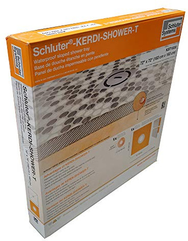 Schluter Kerdi KST1830 vorgefertigte schräge Duschwanne, wasserdicht, befliesungsfertig, leichtes Polystyrol, 182,9 cm Länge, 182,9 cm Breite, mittige Auslassposition