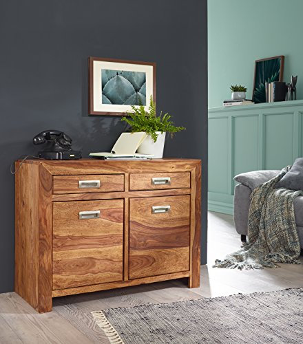 KADIMA Design Sheesham Massiv Sideboard Wood 90 x 40 x 70 cm montiert Anrichte Kommode