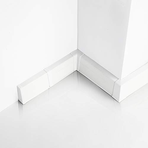 DQ-PP 26m Sockelleisten 55mm PVC Weiß Laminatleisten Fussleisten aus Kunststoff PVC Dekore Fußleisten