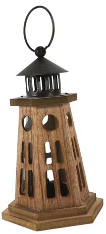 Uonlytech Vintage Holz Kerzenhalter Nostalgie Leuchtturm Kerze Tasse Kandelaber Desktop-Dekoration für Hochzeitsfeier Herzstück ()
