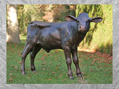 IDYL Bronze-Skulptur Kalb | 95x45x132 cm | Tierfigur aus Bronze handgefertigt | Gartenskulptur oder Teich-Dekoration | Hochwertiges Kunsthandwerk | Wetterfest