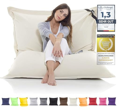 LAZY BAG Original Riesen-Sitzsack Cotton XXL 180x140cm mit 400L | hautfreundliches Baumwolle Sitzkissen 2-in-1 relaxtes Sitzen & Liegen | Perfekte Ergonomie Dank 4 Mio. EPS-Perlen | waschbarer Bezug