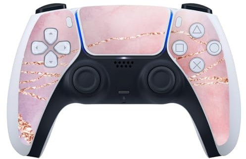 DeinDesign Skin kompatibel mit Sony Playstation 5 Controller PS5 Folie Sticker Glitzer Look Marmor pink