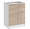 Cuisineandcie - MEUBLE CUISINE BAS ECO Chêne Naturel 2 Portes L 60 cm + 1 étagère - Meuble Bas Cuisine Rangement, Meuble Cuisine, Placard Cuisine Bas