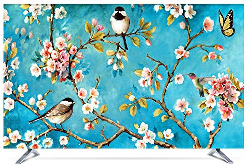 NAKAN Universal Funda para Televisor 22-80 Pulgadas Protector de Pantalla de Impresión de Arte Suave de Tela de Poliéster para Televisión de Plasma LED LCD(Color:Aves,Size:40in)