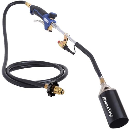 Flame King Kit de chalumeau au propane robuste 340 000 BTU avec allumage piézoélectrique (auto-allumage), avec tuyau régulateur de 1,8 m