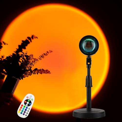 GTTFAE Dimmerabile Sunset Lamp 16 Colori La Testa Della Lampada Della Luce del Tramonto può Essere Ruotata, La Luce Notturna Ha Una Luce Ambientale Visiva Romantica