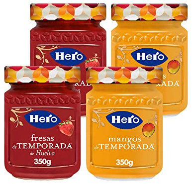 Hero Temporada Pack Mermeladas, Sabores Variados - Fresa y Mango (Pack de 4)