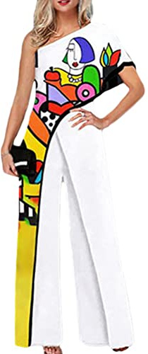 nicticsi Damen Jumpsuit mit Bindegürtel Rundhalsausschnitt Elegant Kurze Ärmel Jumpsuit lang Overall Hosenanzug Playsuit Romper A Gelb M