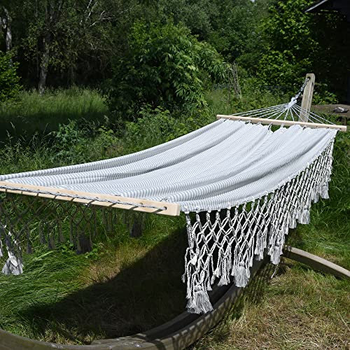 hoplo holzenplotz Single Stabhängematte Canvas HSM-W314 mit Fransen-Borte