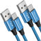 Baiwwa Cable USB Tipo C 1M, 2Pack 3A Cargador Tipo C Nylon Carga Rápida y Sincronización Cable USB C Compatible con Samsung Galaxy S10 S9 S8 S20 S21 S22 Plus S10e, A20e A50 A51 A52 A70 A71 -Azul
