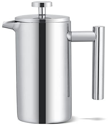 Cafetera de prensa francesa, cafetera portátil de acero inoxidable de doble capa, cafetera con filtro, prensa de café para el hogar, cocina, oficina, sala de estar