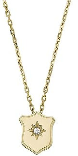 Fossil Damen Heritage Essentials Gold-Tone Edelstahl Schild Anhänger Halskette, JF04351710