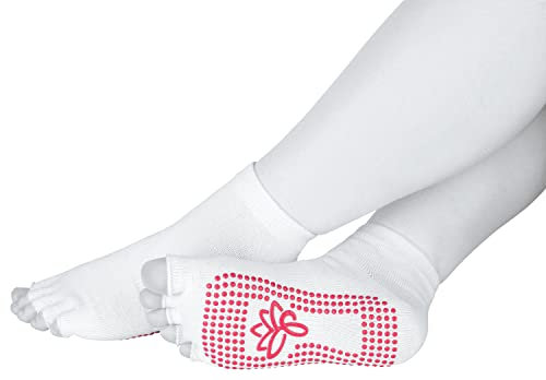 Piarini weiß 1 Paar offene Zehensocken kurz ABS Socken Baumwolle Yoga-Socken offenen Zehen Pilates-Socken Fitness 39 40 41 42