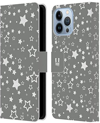 Head Case Designs Stars Silver Holiday Collection Leather Wallet Case Compatible With Apple iPhone 13 Pro Max
