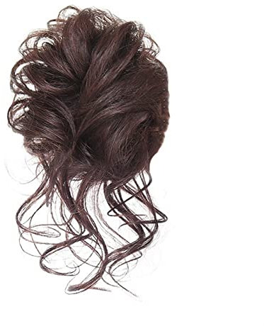 Haarteil Haargummi Messy Bun Haarteil Scrunchie Haarknoten Pferdeschwanz Chignon Brasilianisches Echthaar Lockig Wellig Messy Bun Extensions Haarteile for Frauen Hochsteckfrisuren Dutt ( Color : Dark