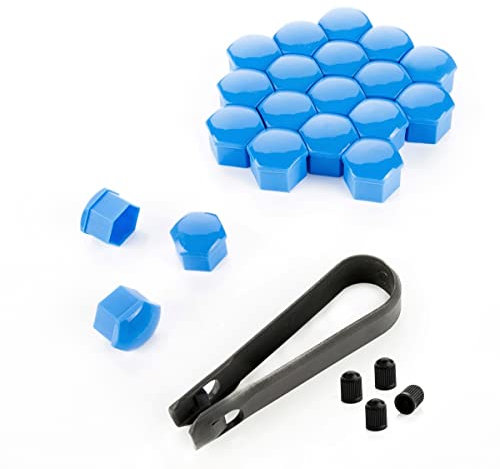 LST 20x Sechskant Felgen Radschraube Abdeckkappen Kappen Set 17 mm blau Glanz