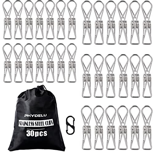 30 Stück Metall-Wäscheklammern zum Aufhängen von Kleidung, Wäscheklammern, Wäscheleinen-Clips zum Aufhängen von Kleidung, Kleidernadeln, strapazierfähig, Snack für Lebensmittelbeutel, Chip-Clips