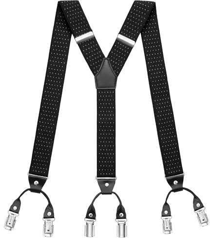 Sencillo Hosenträger Herren mit 6 Starken Clips Y-Form Schwarz Punkte