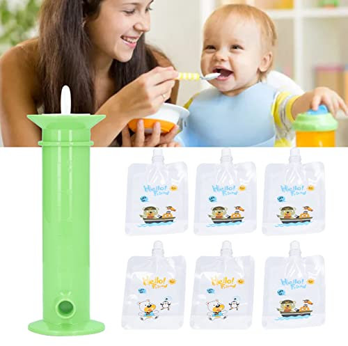 Squeezable Pouch Baby Food Pouch Maker Pure Color Pouches Toddler Fruit Squeeze Puree Filler for Kids 7pcs Set Baby Food Dispenser Baby Food Pouch (Grün)