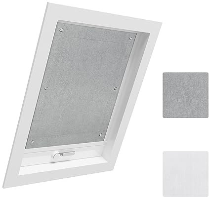 WOLTU Thermo Dachfenster Rollo ohne Bohren Sonnenschutz Verdunkelungsrollo mit Saugnäpfen, Thermorollo Hitzeschutz für Velux- und Roto-Fenster S06 / 606, Grau 96x93 cm