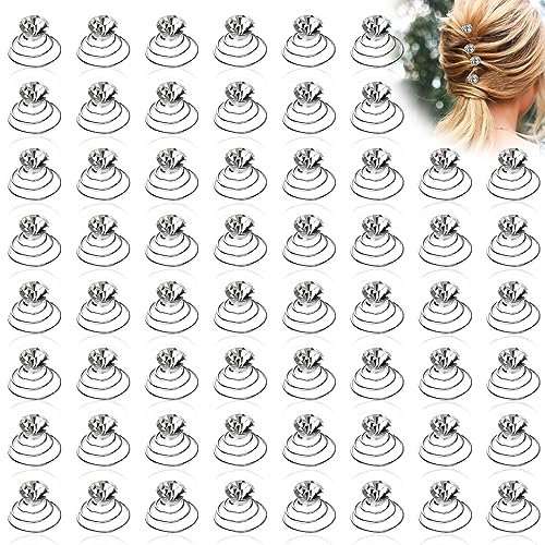 60 Stück Strass Kristall Twister Set Spiral Haarnadel Spule, Hochzeit Haar Curlies Perlen Strass Curlies Haarschmuck Braut Blumen Kristall Haarspinnen für Hochzeit, Party (Diamant)