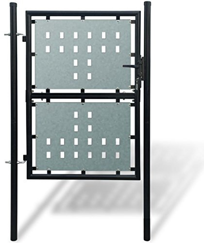 Camerina Zauntor (Einzeltor) Schwarz 100x200 cm Gartenzaun ZauntüR Garden Fencing Gartenzaun Metall Stabmattenzaun Zaun Garten