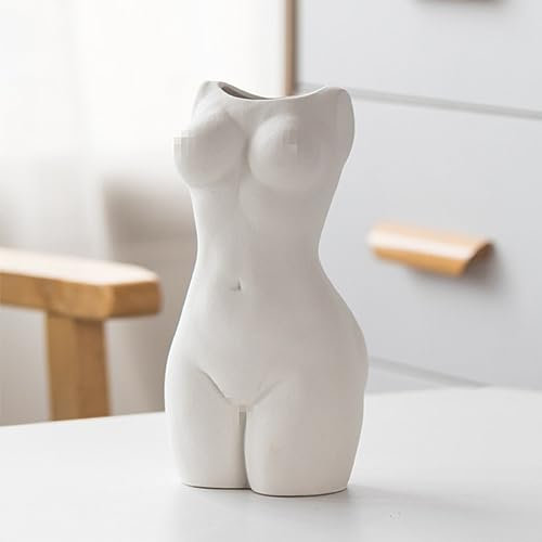 Romehaha Körpervase, weibliche Form, Keramikvase, anatomische Form für Blumen, Modren-Vase, feministisches Dekor, Damen-Skulptur für Tisch, Bücherregal, ideale Regaldekoration (Typ B, Weiß)