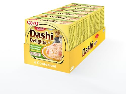 INABA Dashi Delights Katzenfutter Nass 100% Natürliches Hähnchenfleisch | Getreidefrei, Zuckerfrei, ohne künstliche Aromen, 86% Feuchtigkeit | Premium Katzen Leckerlies in Brühe 70 g (6er Pack)